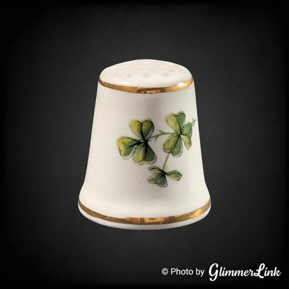 VTG Royal Tara Three Leaf Clover Irish Fine Bone China Galway Ireland Thimble - Picture 4 of 7